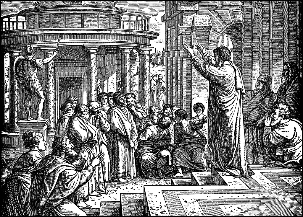 Apologetik: Paulus predigt auf dem Areopag in Athen